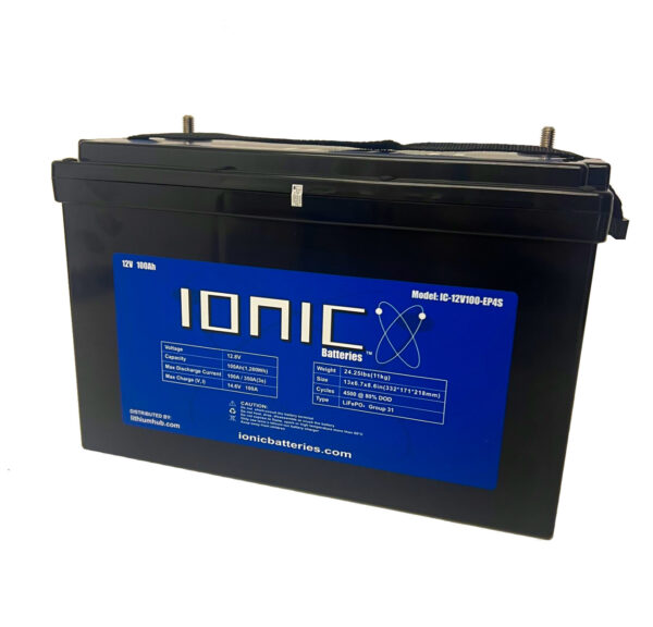 ionic lithium 12v 100ah | lifepo4 deep cycle battery + bluetooth