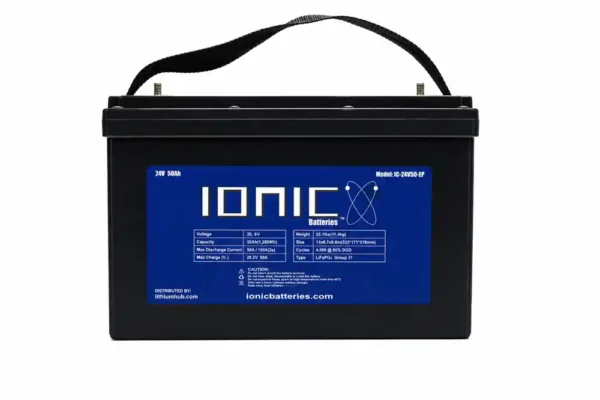 ionic lithium 24v 50ah | lifepo4 deep cycle battery + bluetooth