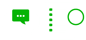 Contact icons: green text bubble and form.