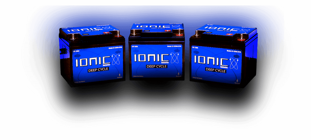 3 blue LithiumHub Ionic batteries.