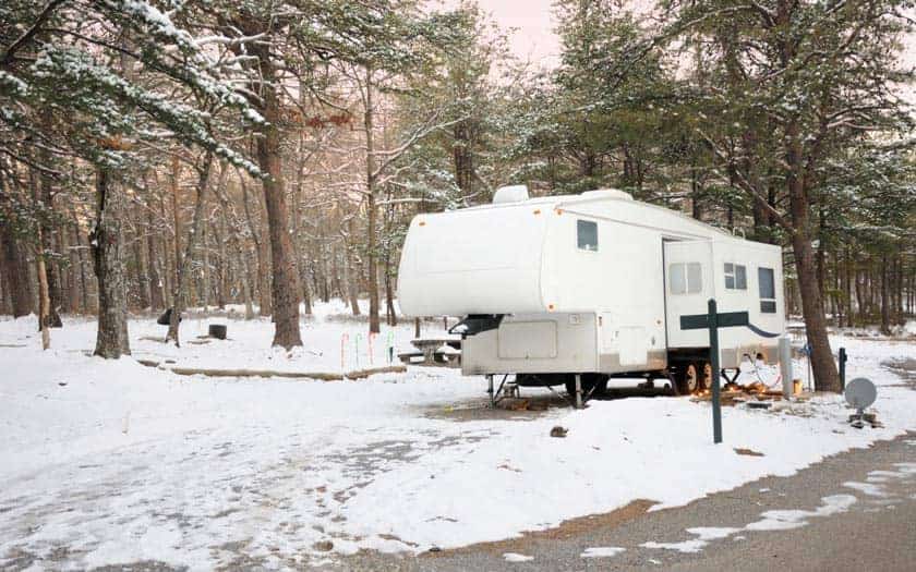 RV in the snow.
