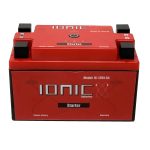 Front side of the Ionic Lithium 12v S4 | 300 CCA | Lifepo4 starter battery + Bluetooth.