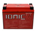 Back side of the Ionic Lithium 12v S4 | 300 CCA | Lifepo4 starter battery + Bluetooth.