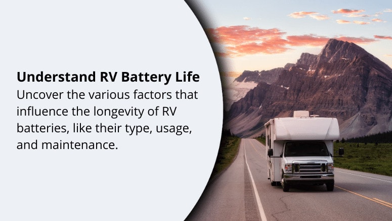 Image showing an RV on the road with mountains in the background.