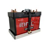 Red Ionic Starter Battery on a Battery Tray