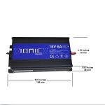 The Ionic 16v Lithium Charger - 16V 6A, front side.