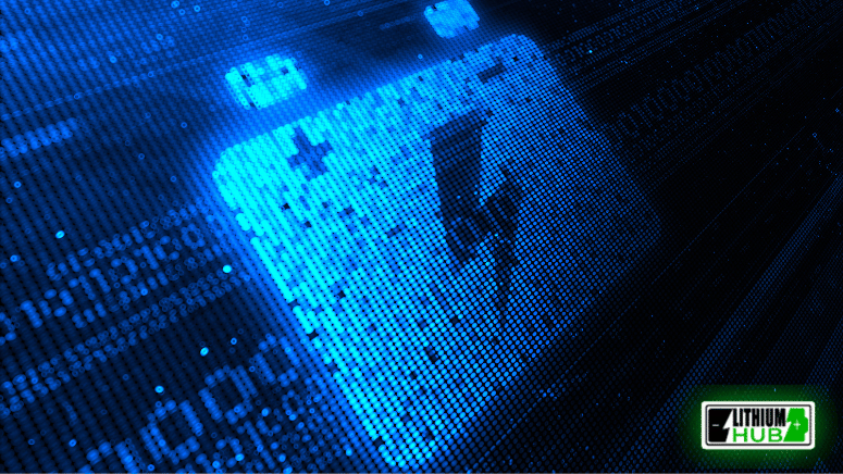 Blue digital image of a battery level.
