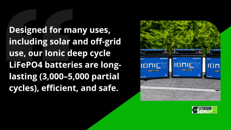 Lithium deep cycle batteries ideal for solar applications, known for their durability and efficient energy storage.