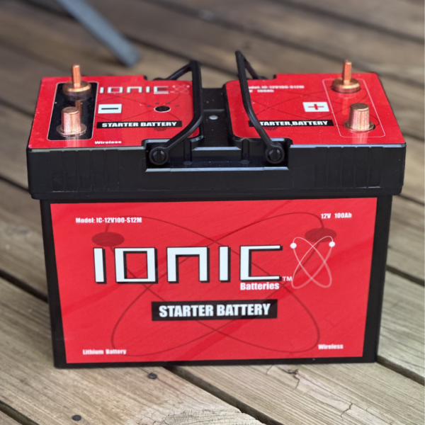 ionic lithium 12v 100ah s12m | 1280 ca | lifepo4 marine pontoon starter battery