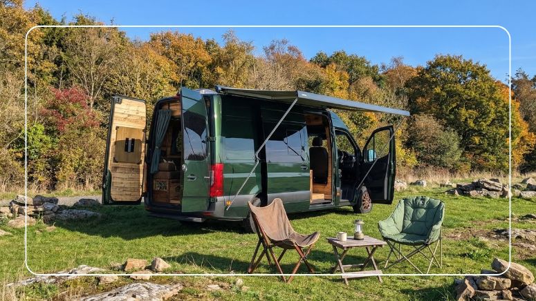 rv campsite setup lifestyle photography