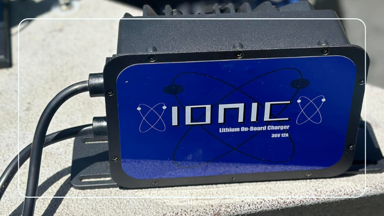 Ionic Lithium On-Board Charger rated 36V 12A mounted for charging